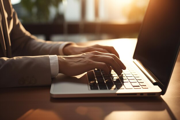 Empresario trabajando en una computadora portátil en la oficina