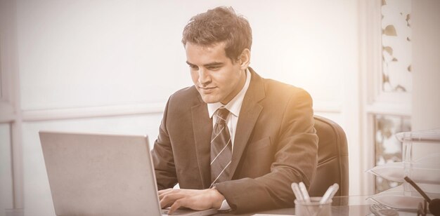 Empresario trabajando con una laptop en su oficina