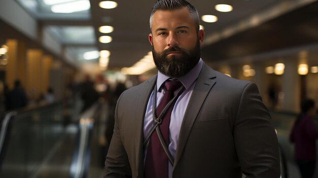 Empresario con traje y corbata en el aeropuerto