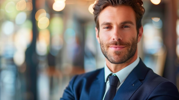 Empresario en traje y corbata posando para la IA generativa de imágenes