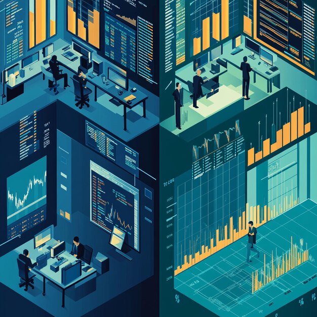 Empresario usando una computadora portátil con datos de marketing digital y una publicidad de IA