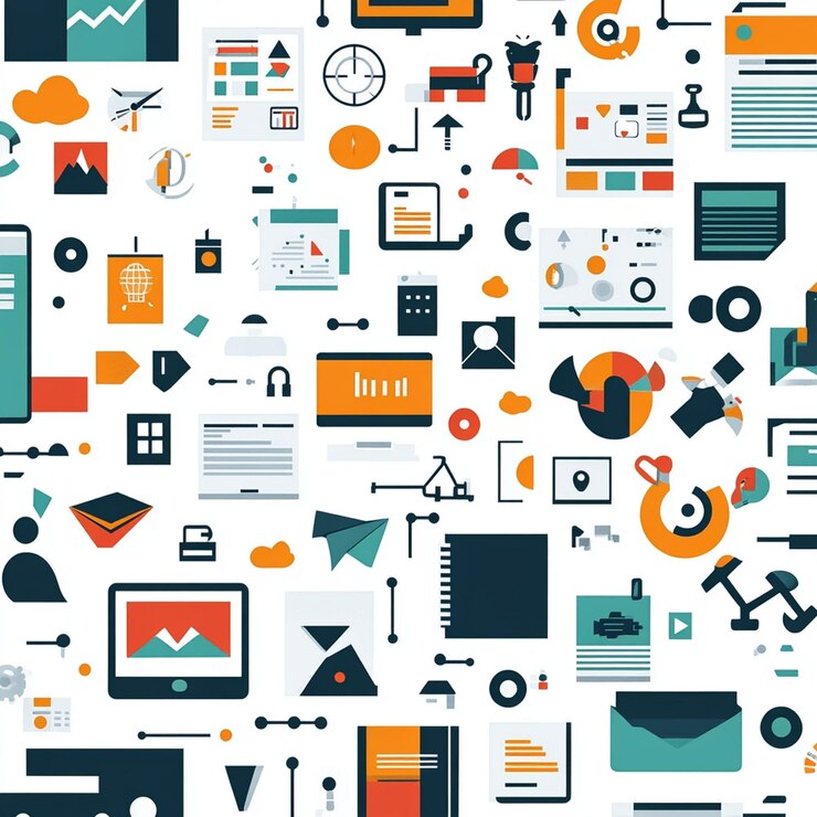 Foto empresario usando una computadora portátil con datos de marketing digital y una publicidad de ia