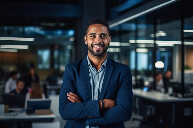 Empresário usando laptop no escritório Homem de meia-idade feliz empreendedor de pequena empresa