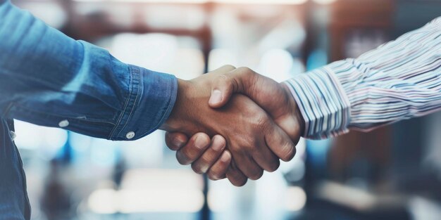 Foto empresários apertando as mãos no conceito de sucesso empresarial do escritório