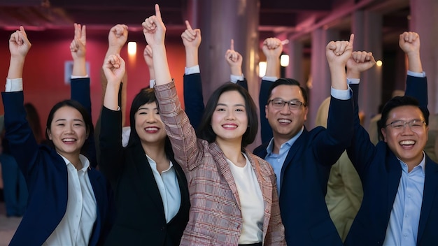 Empresários asiáticos comemoram a vitória