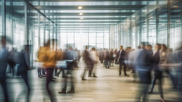 Empresários com pressa em uma feira Ai generativa