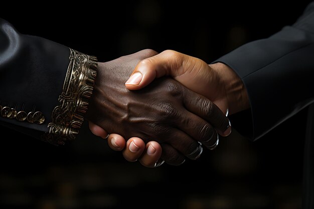 Foto empresarios estrechando la mano generados por la ia