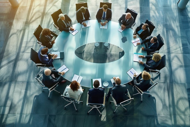 Empresarios en mesas redondas en las convenciones empresariales