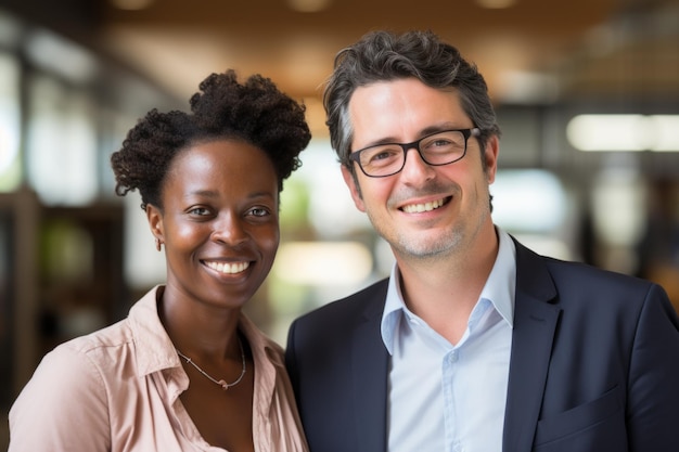 Foto empresarios sonrientes de diferentes etnias