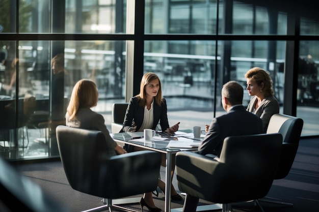 Empresarios teniendo una discusión en la oficina