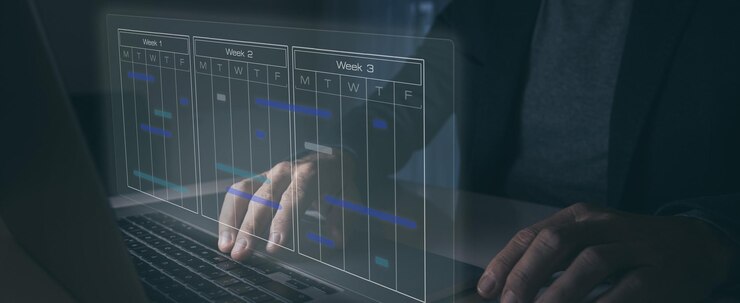 Foto los empresarios utilizan el calendario para las citas y organizan eventos de planificación de la agenda en la pantalla virtual