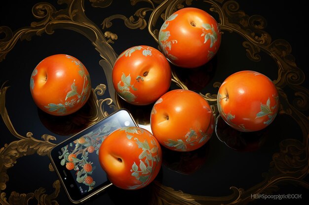 Foto empuñaduras y soportes para teléfonos inteligentes con estampado de mandarina