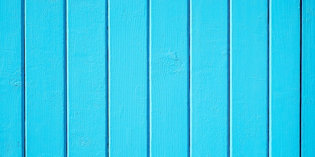 Encabezado panorámico de textura azul de madera para fondo de madera con tablones verticales