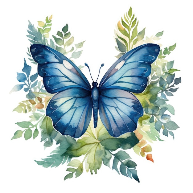 Encantada, borboleta, com, intrincados, padrões, aquarela Clipart