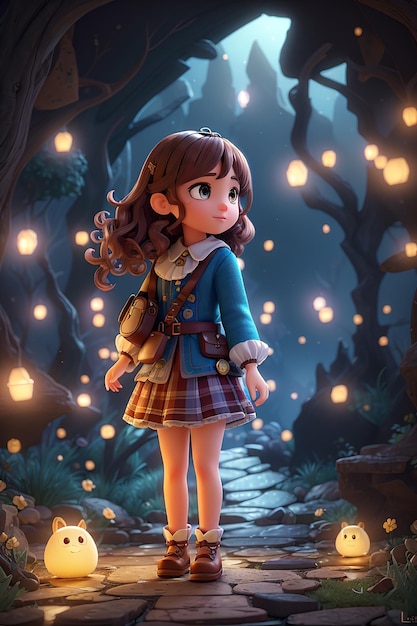 Encantador 2D Cartoon Manga Personagens adoráveis em um reino de fantasia escura Lekrots 8K obra-prima visual cinematográfica