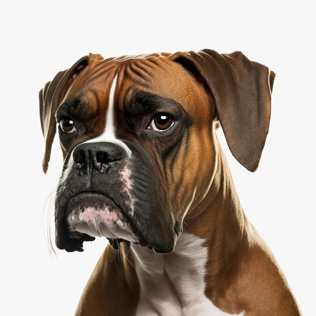 Encantador adorable lindo retrato de perro boxer con la mirada de curiosidad