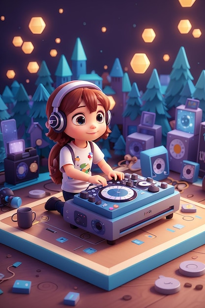 Encantador arte de DJ Ilustración 3D con toque cinematográfico