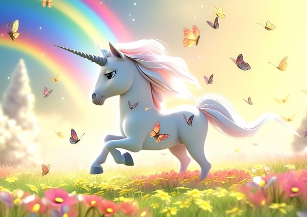 Foto encantador bebé unicornio en 3d