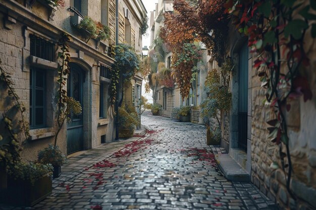 Un encantador callejón de adoquines en París