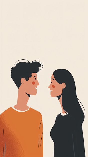 Encantador casal fofo olhando um para o outro apaixonado ilustração do conceito de atmosfera do Dia dos Namorados