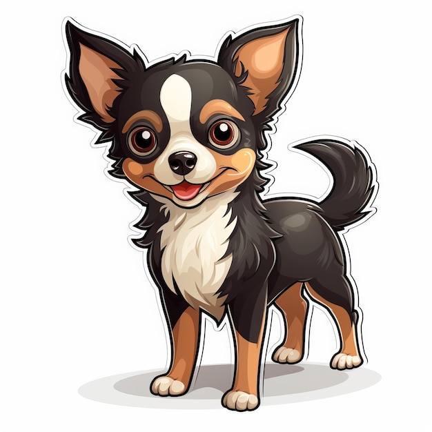 Encantador clip vectorial del perro Chihuahua en estilo de dibujos animados de alto contraste