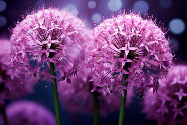 Foto el encantador encanto de las flores púrpuras del alium en 32 exhibiciones artísticas