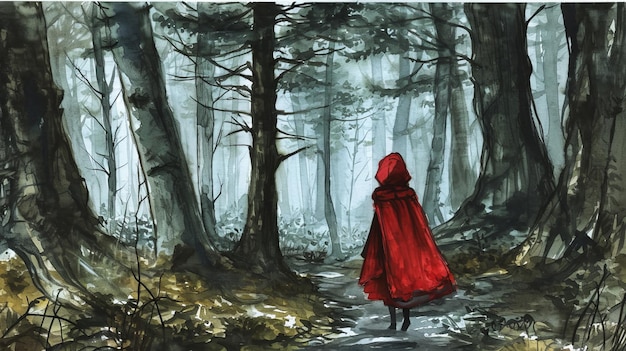 El encantador encuentro de Caperucita Roja en un bosque carbonífero Un cuento inspirado en cuentos de hadas
