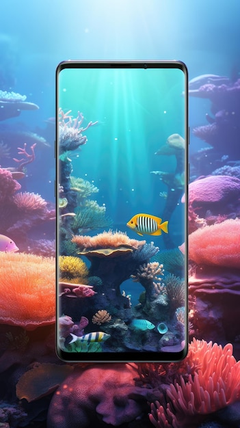 Foto encantador fondo de pantalla de exploración submarina de arrecifes de coral para el teléfono