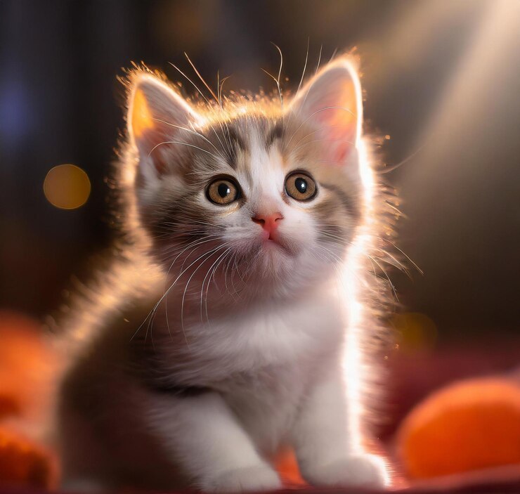Un encantador gatito con grandes ojos suplicantes anhelando afecto la escena es fotorrealista