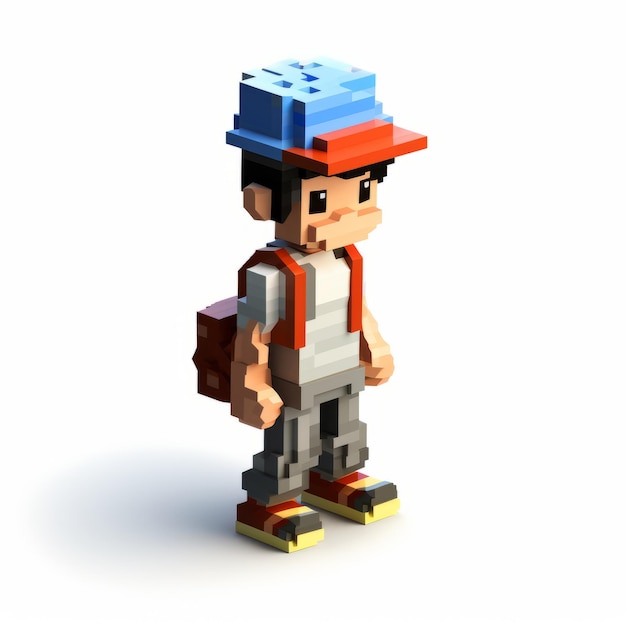 Encantador hombre de píxeles de 8 bits con tapa 8k 3d Uhd imagen