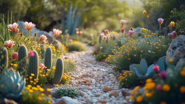 Encantador Jardim de Cactos De Beleza Delicada