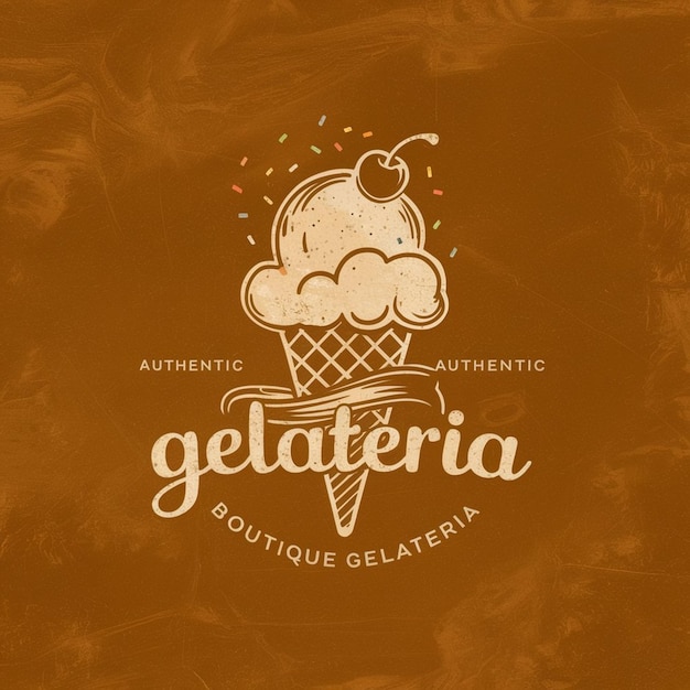 Foto encantador logotipo de gelatería vintage retro chic para su paraíso de helados