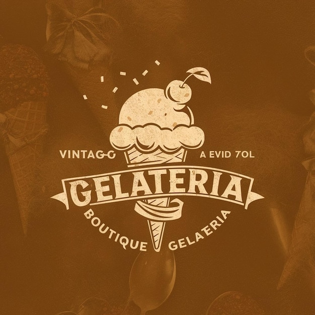 Foto encantador logotipo de gelatería vintage retro chic para su paraíso de helados