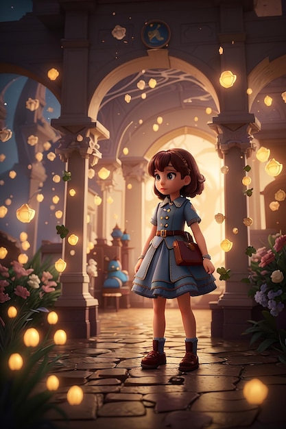 Encantador manga de dibujos animados en 2D personajes adorables en un reino de fantasía oscura Lekrots 8K obra maestra visual cinematográfica