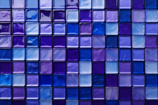 Encantador mosaico azul-violeta que ilumina las fachadas de los edificios con 32 azulejos cuadrados