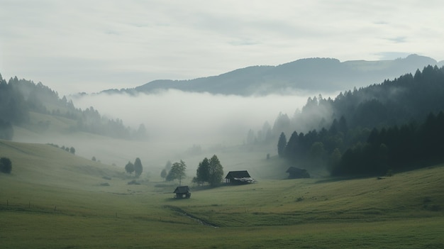 Foto el encantador paisaje brumoso de rumania