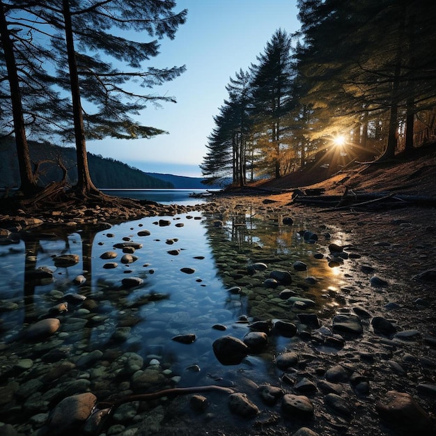 El encantador paisaje de la noche del amanecer