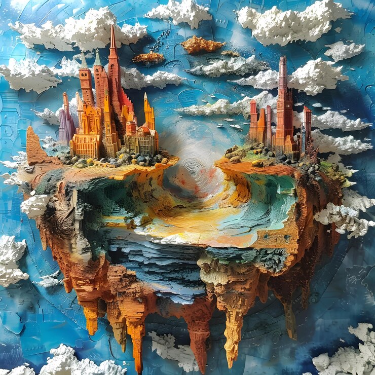 Encantador paisaje urbano flotante en un cielo de ensueño