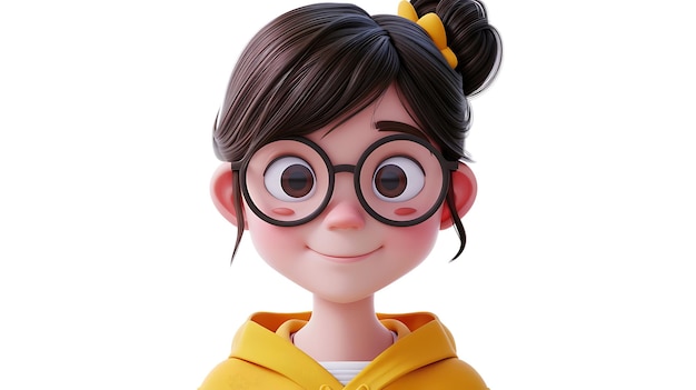 Un encantador personaje de dibujos animados de una mujer linda que exuda encanto y calidez con sus grandes ojos brillantes mejillas rosadas y una sonrisa alegre este adorable personaje está listo para brindar