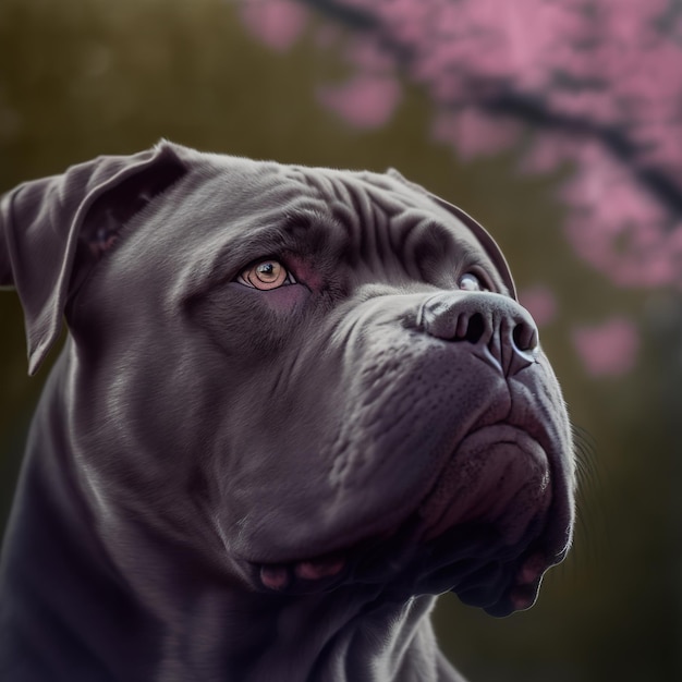 Encantador retrato digital realista del perro cane corso italiano en la naturaleza