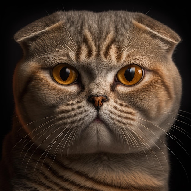 Encantador retrato de estudio de gato escocés sobre un fondo aislado