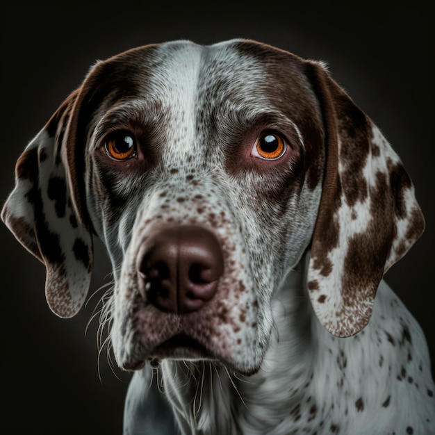 Encantador retrato de estudio lindo perro puntero inglés en un fondo aislado