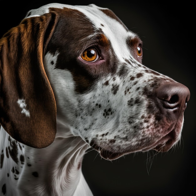 Encantador retrato de estudio lindo perro puntero inglés en un fondo aislado