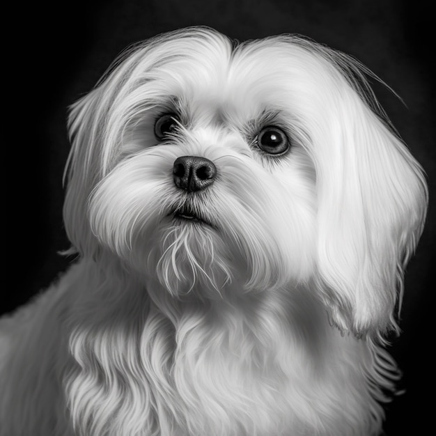 Encantador retrato de estudio de perro maltés sobre fondo aislado