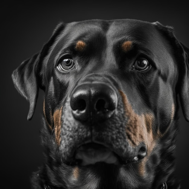 Encantador retrato de estudio de perro rottweiler sobre fondo aislado