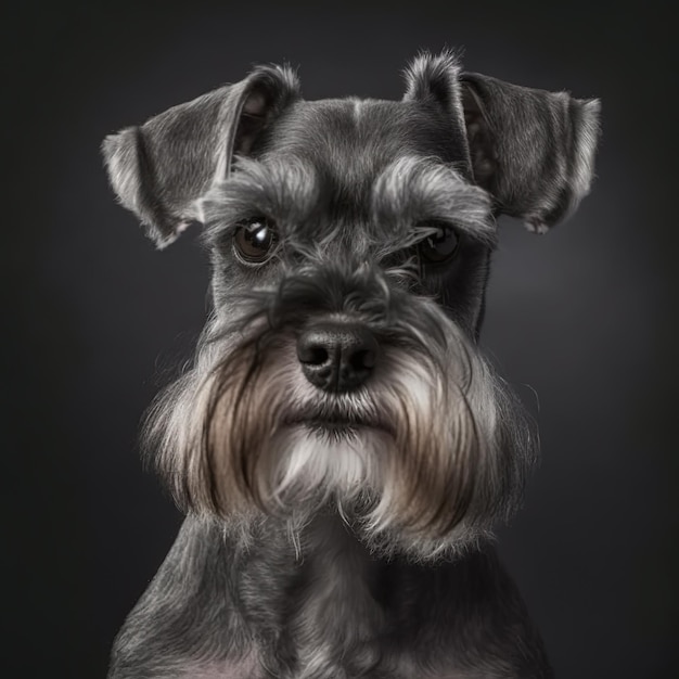 Encantador retrato de estudio de perro schnauzer miniatura sobre fondo aislado