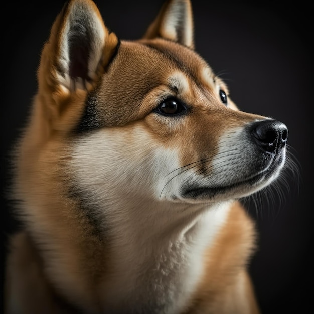 Encantador retrato de estudio de perro shiba inu sobre fondo aislado