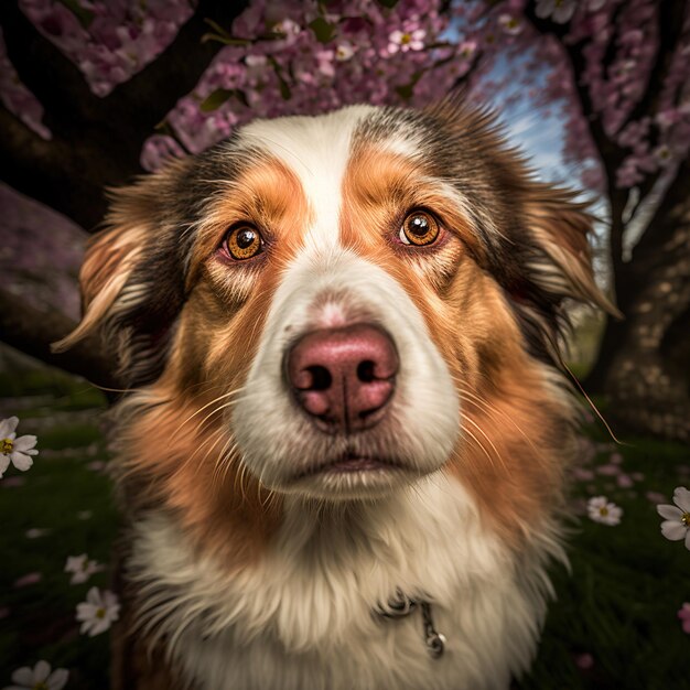 Encantador retrato de ilustración digital realista del perro pastor australiano