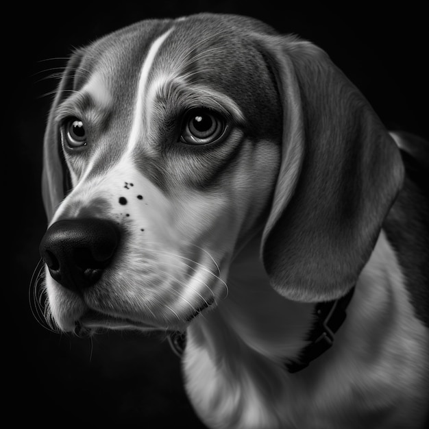 Encantador retrato de perro beagle realista sobre fondo aislado de estudio