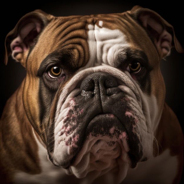 Encantador retrato de perro toro realista sobre fondo aislado de estudio